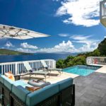 Outdoor pool area with ample shade will keep tile flooring cool