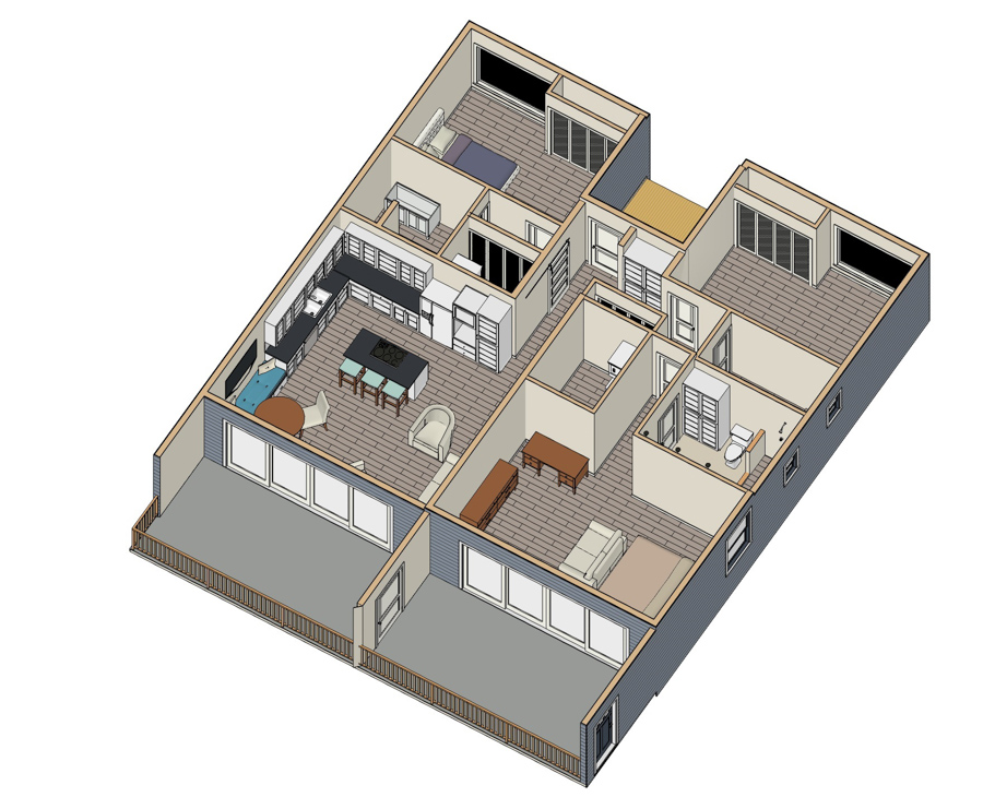 Conceptual 3d model of the project interior design layout