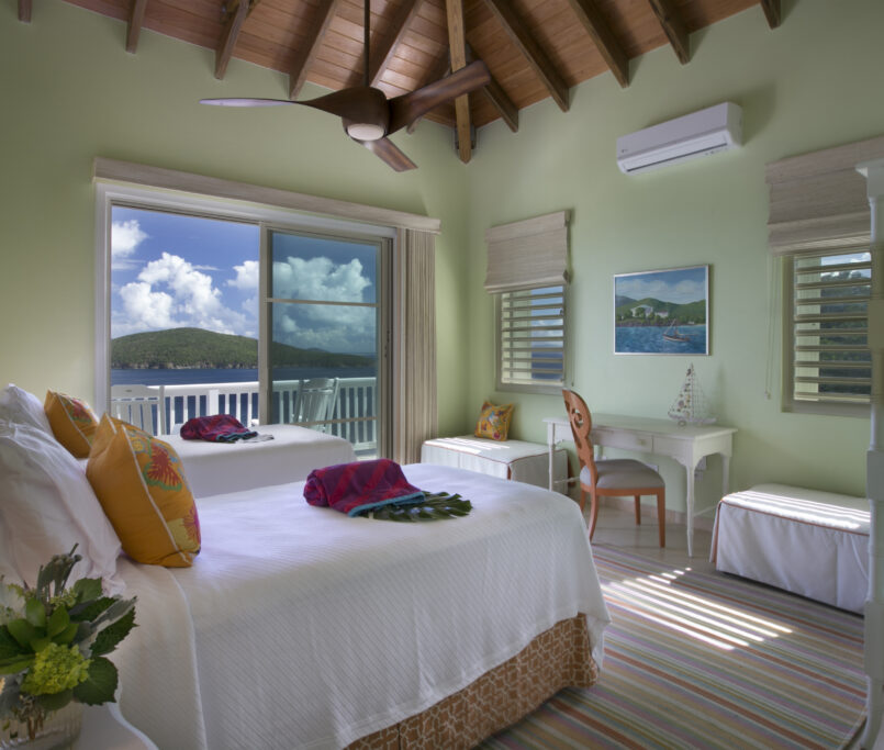 Tiffany Cassidy Interior Design, agnappe interiors, St. Thomas interior design, vacation villa interiors, vacation home guest bedroom, Calypso Delight Villa, VRBO vaction home