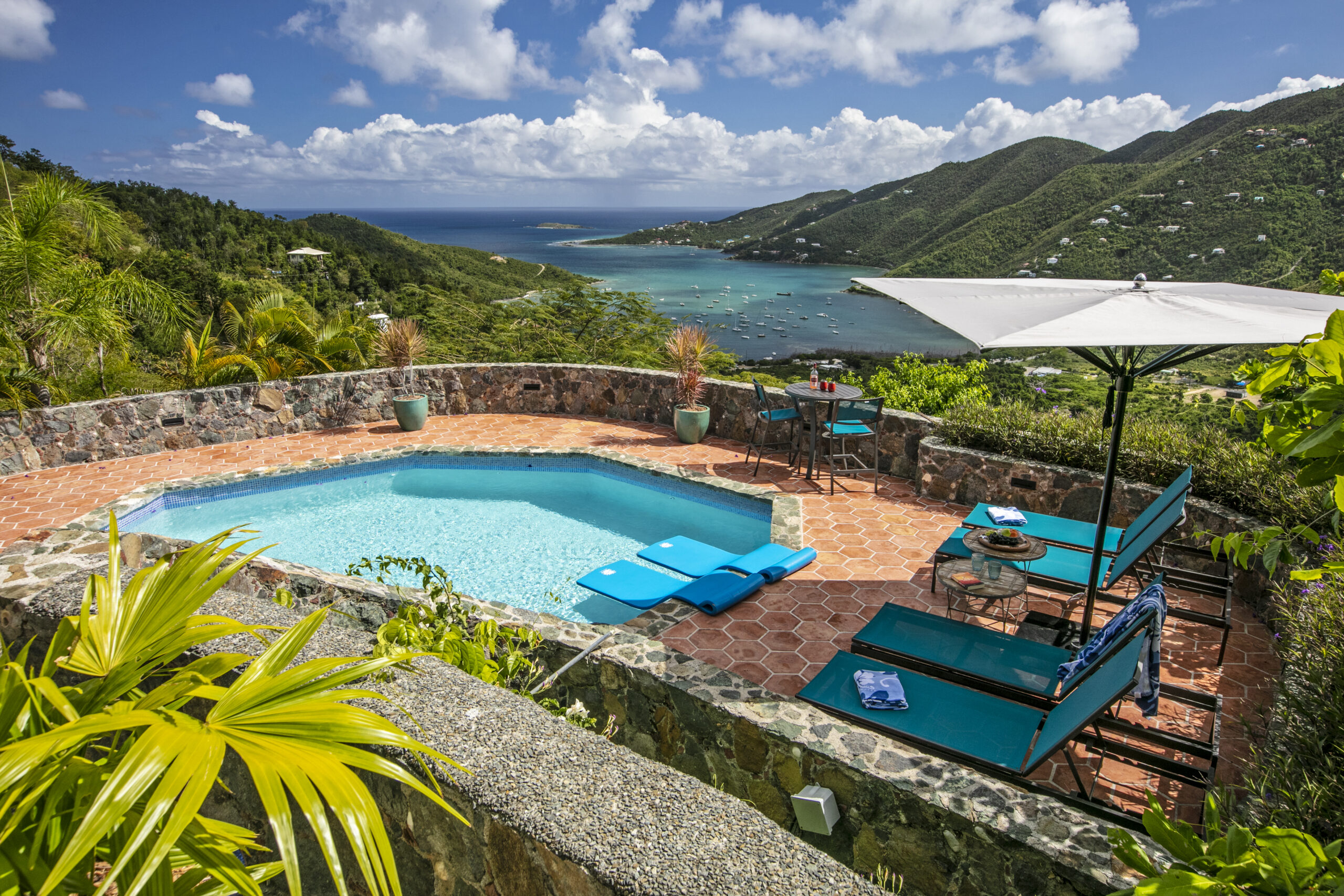 Island views from a gorgeous pool deck patio