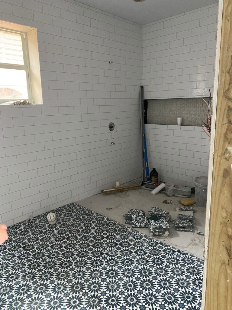 primary bath tile in progress