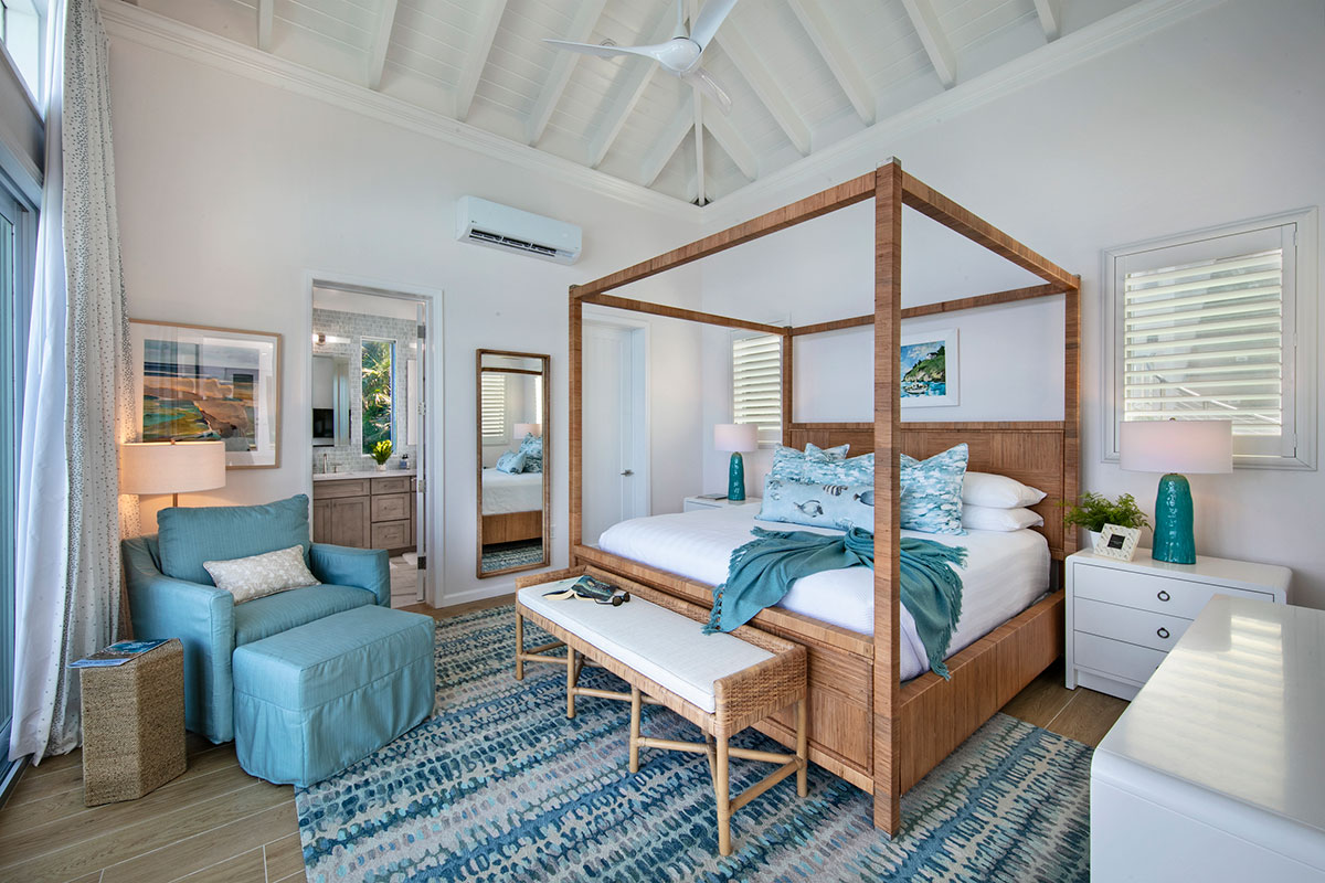 welcoming island inspired bedroom design