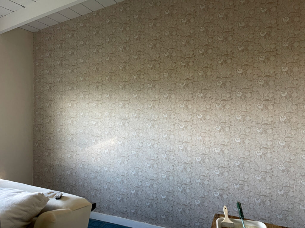 calypso batik sand wall covering installed in a home