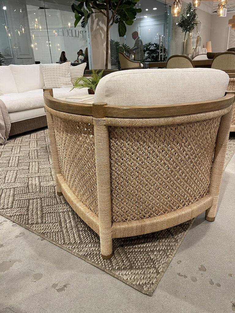 textured back of barrel chair and textured rug at high point 2026